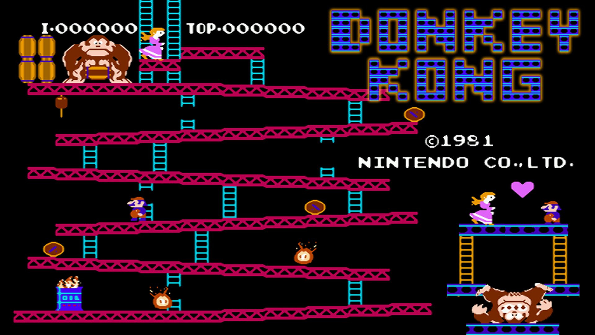 Wallpaper game, Nintendo, gorilla, Donkey Kong, 1981, Shigeru Miyamoto,  Coleco images for desktop, section игры - download